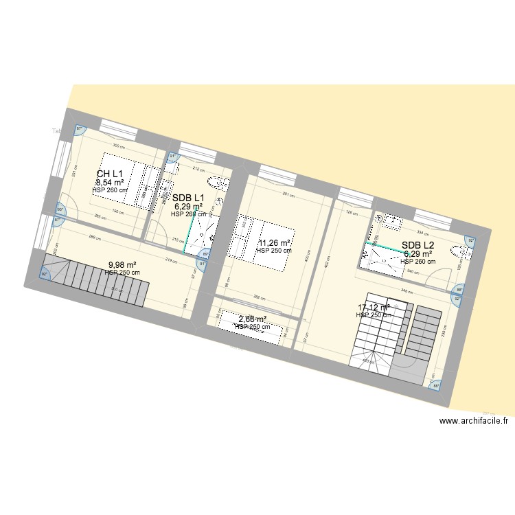 Maison Paroissiale 2.0 salles de bain. Plan de 11 pièces et 125 m2