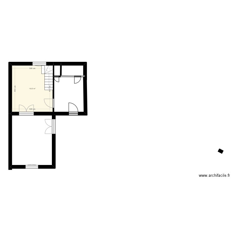 MAISON MARTIGNE. Plan de 1 pièce et 18 m2