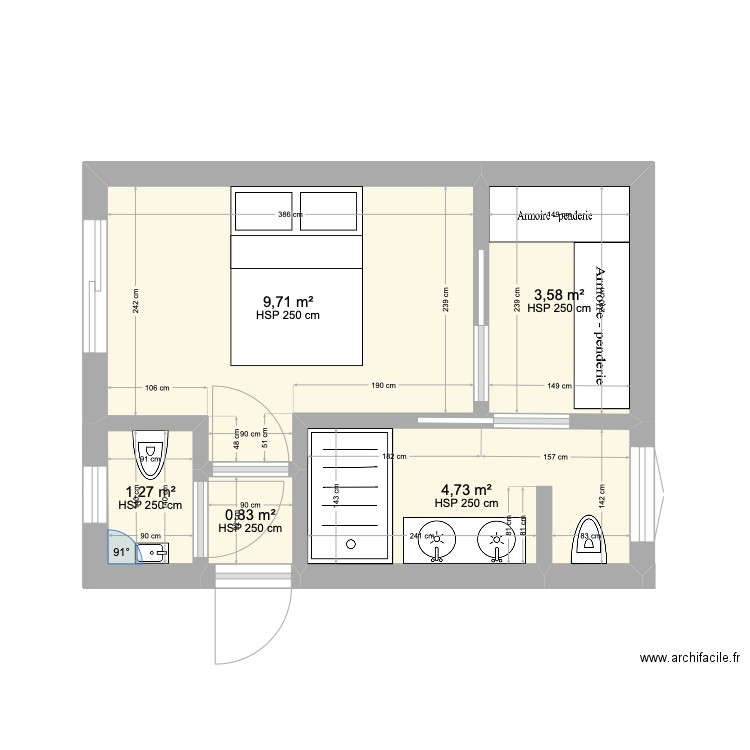 PLAN 2. Plan de 5 pièces et 20 m2