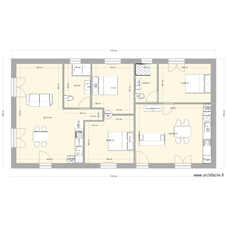 planche 2 BLOC 2. Plan de 7 pièces et 101 m2