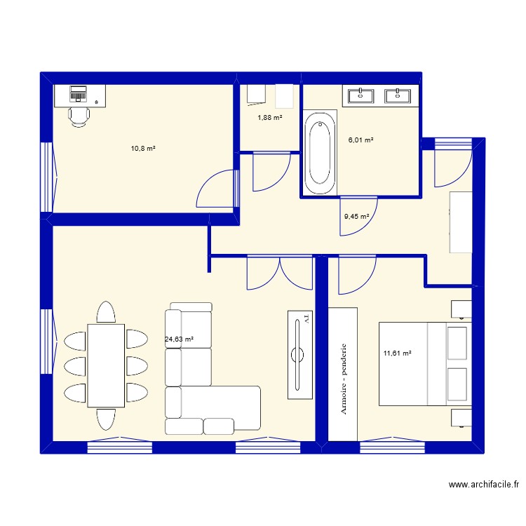 lot 204. Plan de 6 pièces et 64 m2