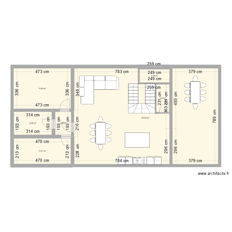 Plan villa B-N 2. Plan de 7 pièces et 128 m2