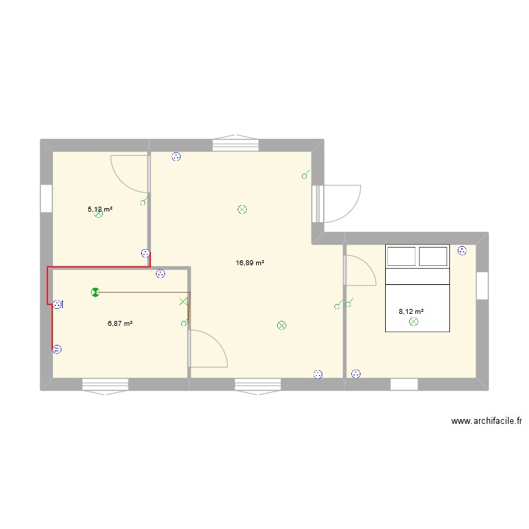 zeffsd. Plan de 4 pièces et 37 m2