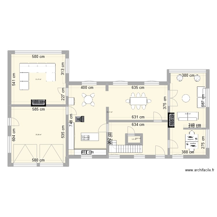 Plan projeté. Plan de 6 pièces et 178 m2