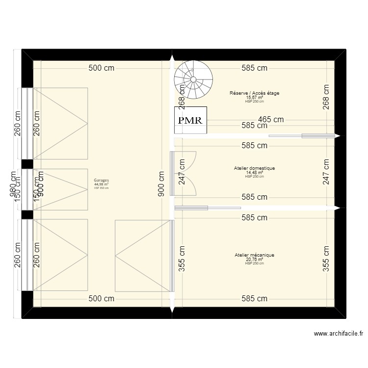 Plan retraite 00. Plan de 4 pièces et 96 m2