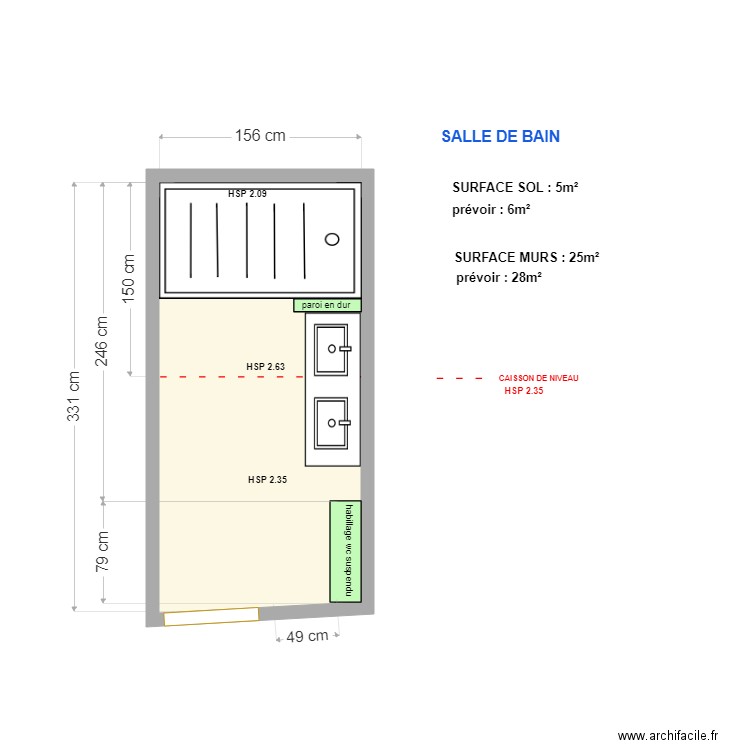 CABOT SALLE DE BAIN. Plan de 1 pièce et 5 m2