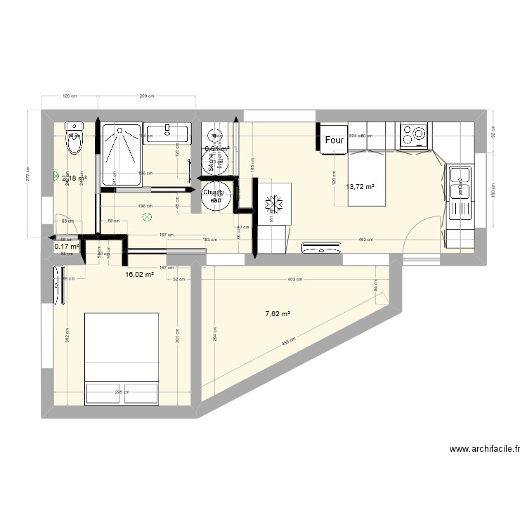 maison. Plan de 6 pièces et 41 m2