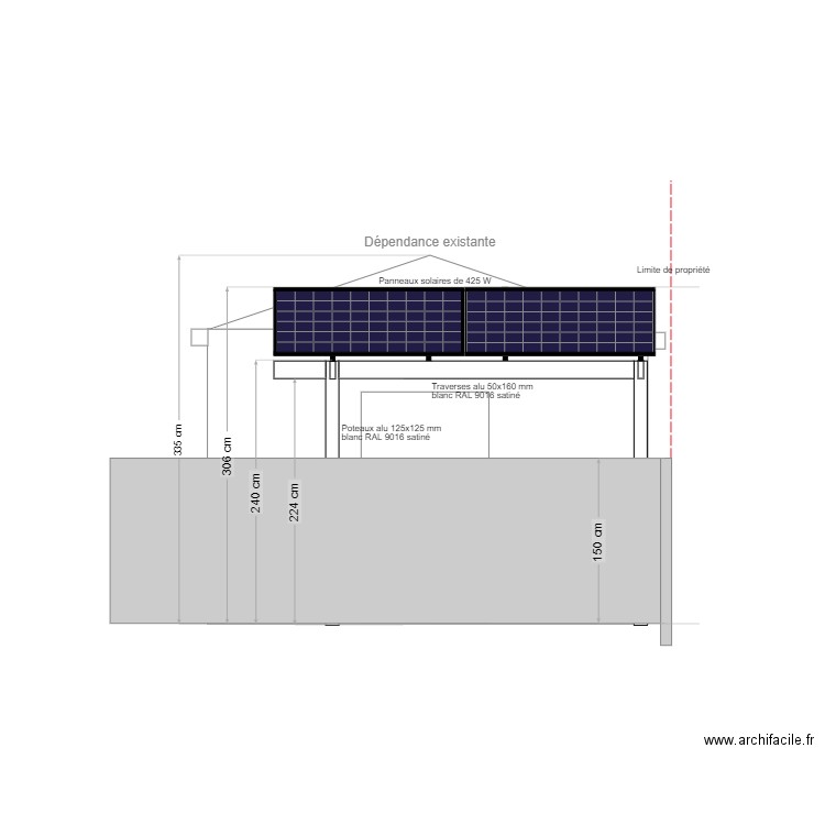 vue du voisin pergola solaire avec PS. Plan de 0 pièce et 0 m2