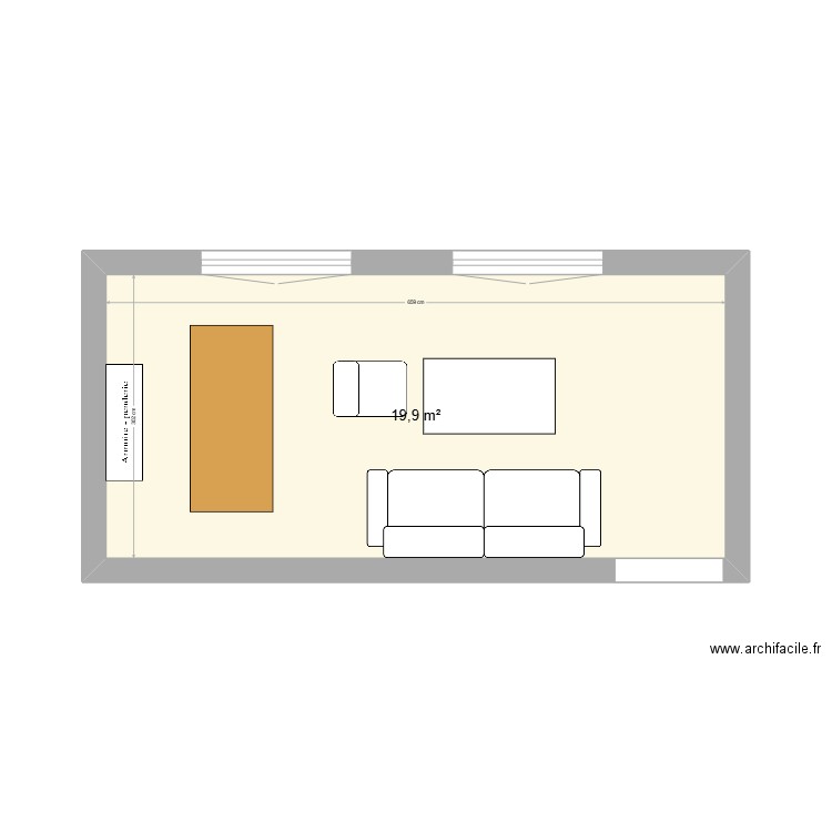 SAM01. Plan de 1 pièce et 20 m2