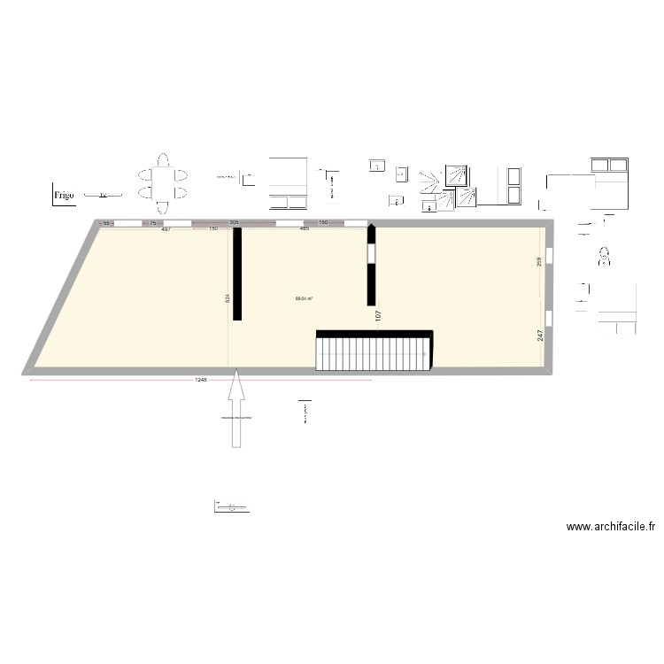 SRDL PAVILLONS 6. Plan de 1 pièce et 89 m2