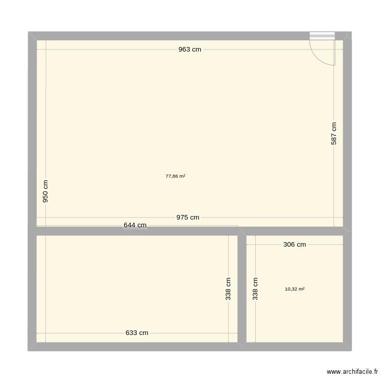 COB22 V2. Plan de 2 pièces et 88 m2