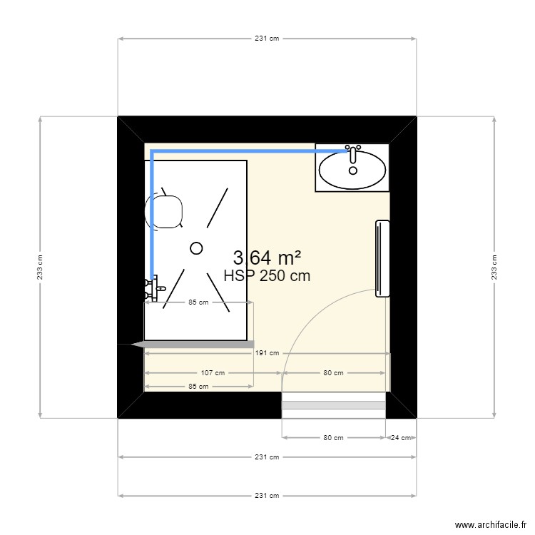  DRIEU. Plan de 1 pièce et 4 m2