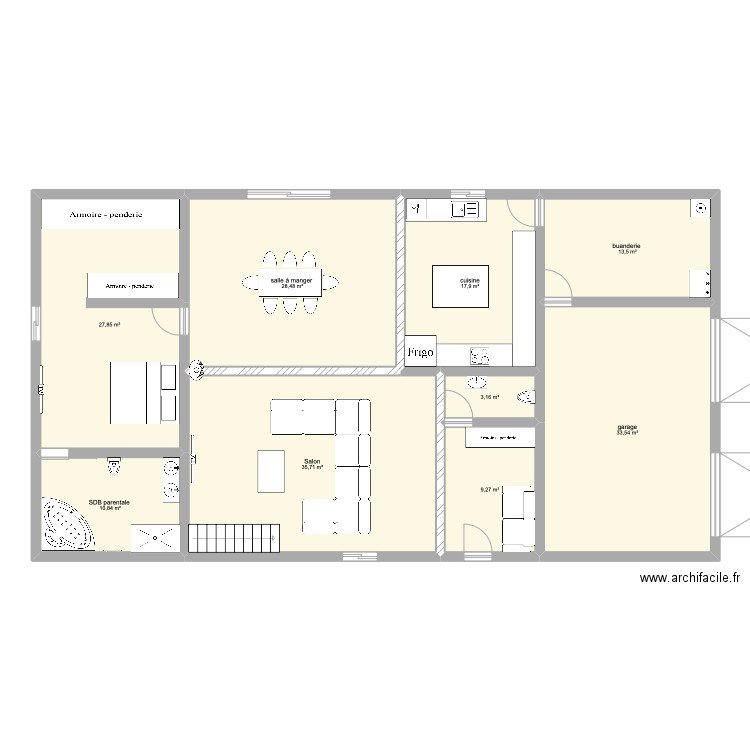  plan maison RDC. Plan de 9 pièces et 180 m2