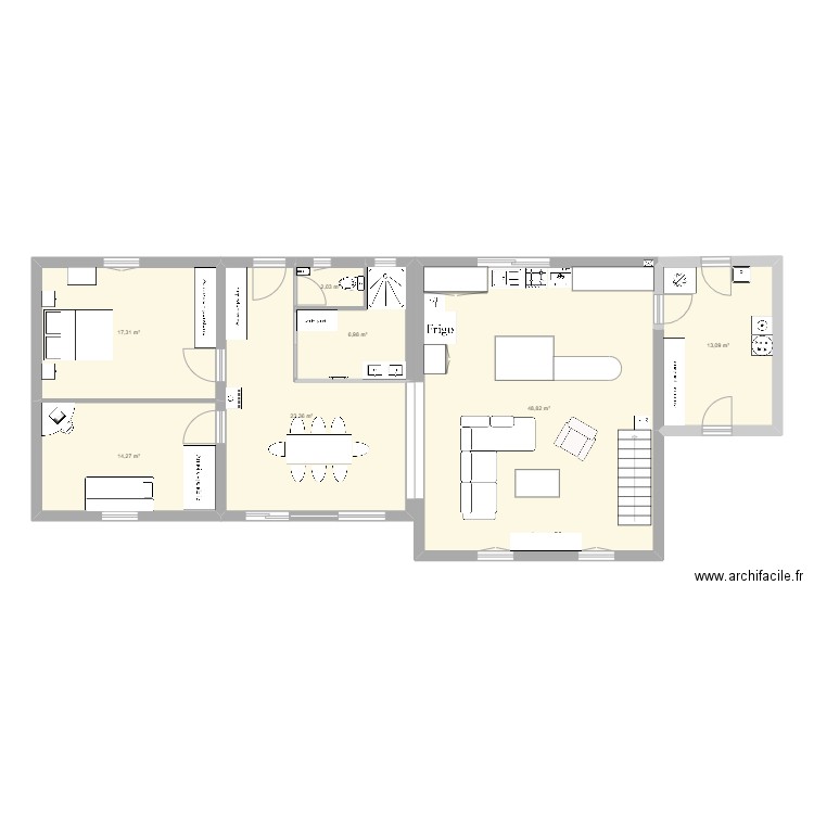 langatre futur. Plan de 7 pièces et 126 m2