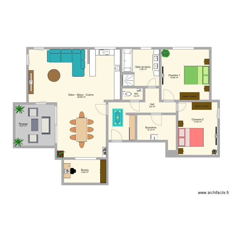 Vottem 212 /12. Plan de 10 pièces et 108 m2