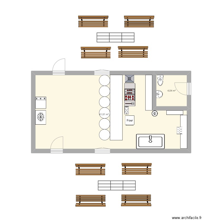 plan restaurant NNC Services.. Plan de 2 pièces et 46 m2