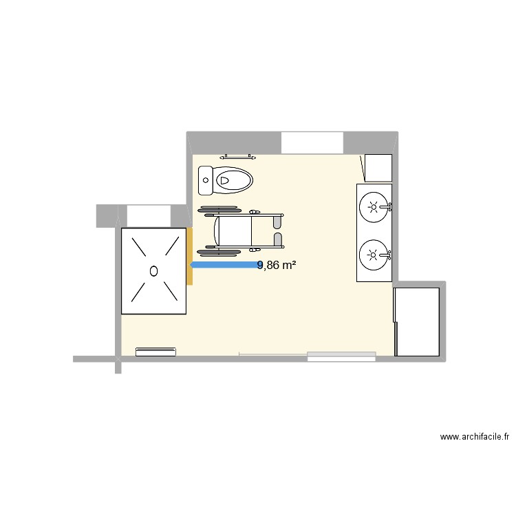 VAD Version aménagement 2. Plan de 1 pièce et 10 m2