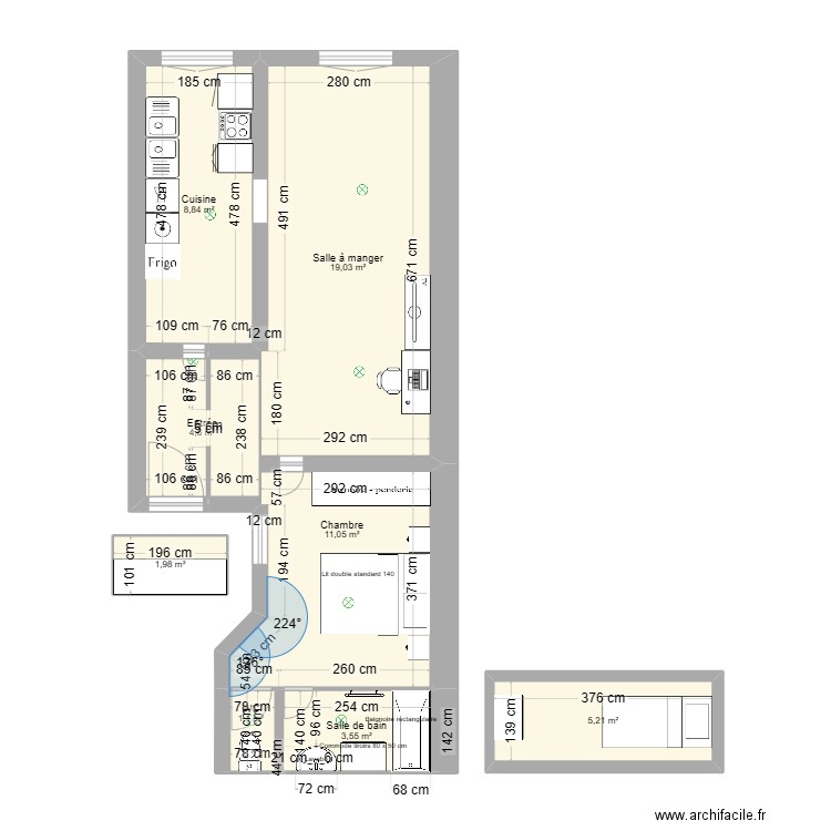 Appartement Ferrats3. Plan de 8 pièces et 55 m2