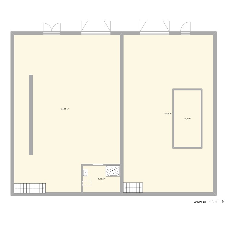 Atelier. Plan de 4 pièces et 217 m2