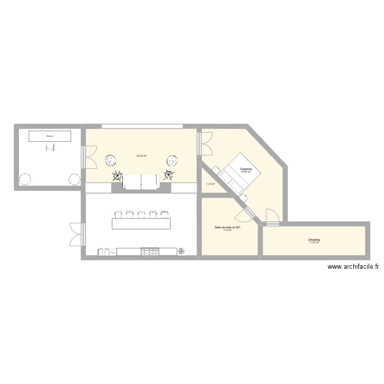 alyra_house. Plan de 5 pièces et 66 m2