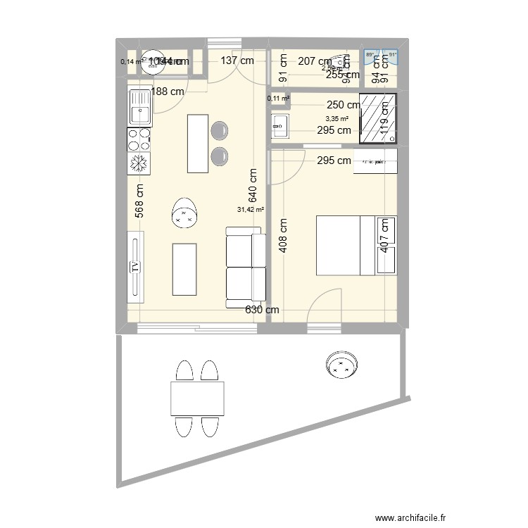 opus. Plan de 6 pièces et 38 m2