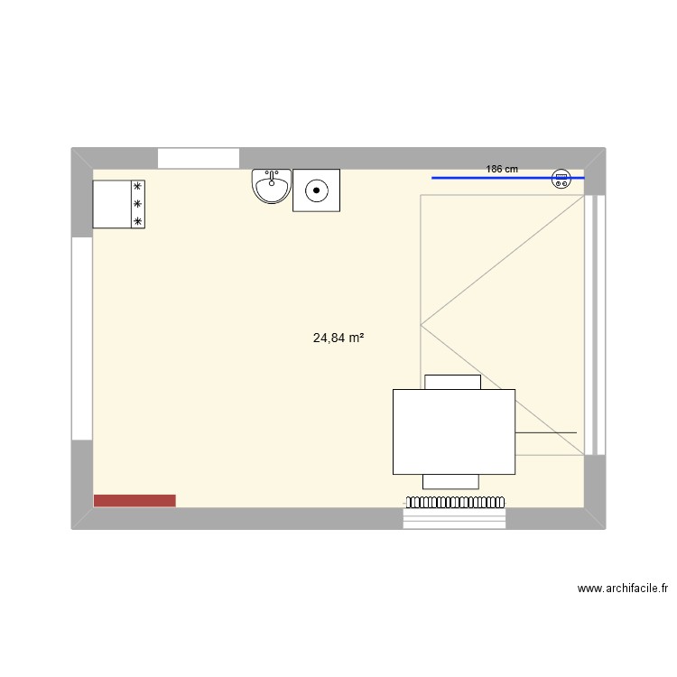 garage_V1. Plan de 1 pièce et 25 m2