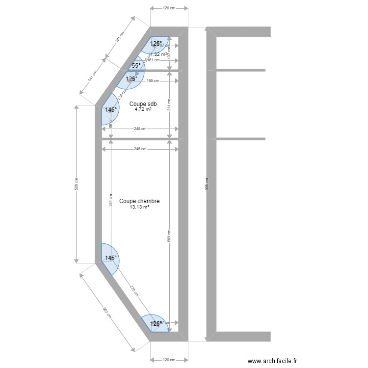 ML24010483 . Plan de 3 pièces et 19 m2