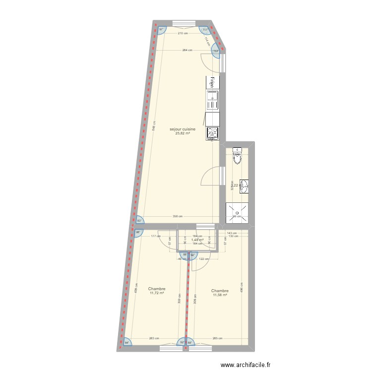 le luc RDC Projet. Plan de 5 pièces et 54 m2