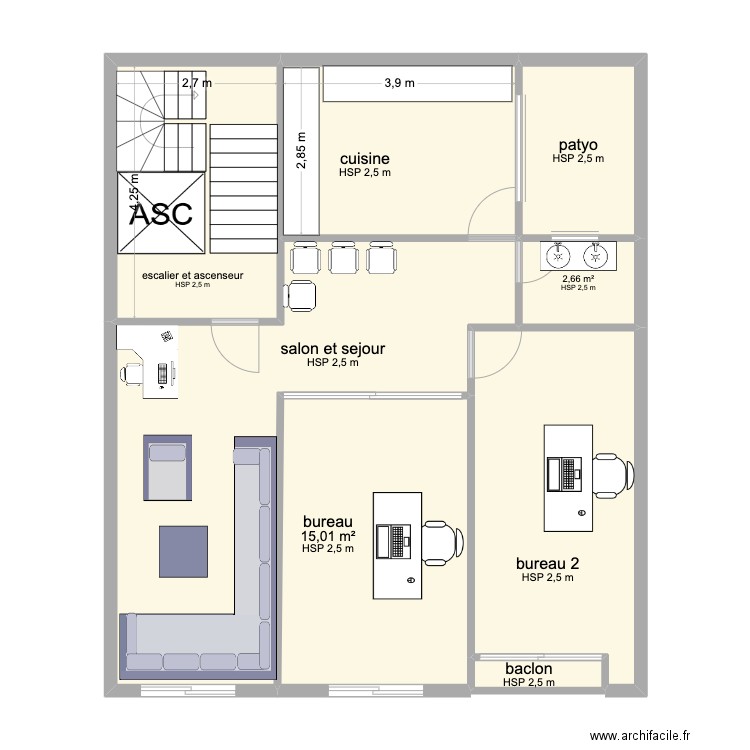 myplan. Plan de 8 pièces et 87 m2