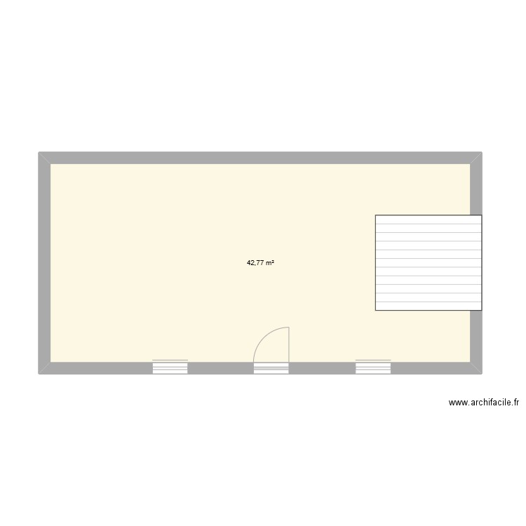 garage. Plan de 1 pièce et 43 m2