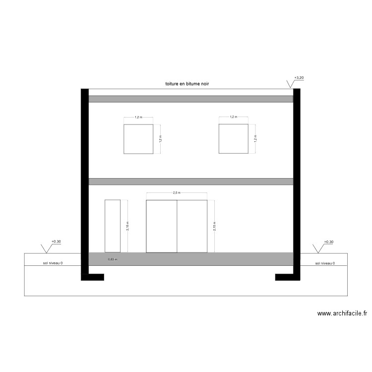 plan maison 2 coupée. Plan de 0 pièce et 0 m2