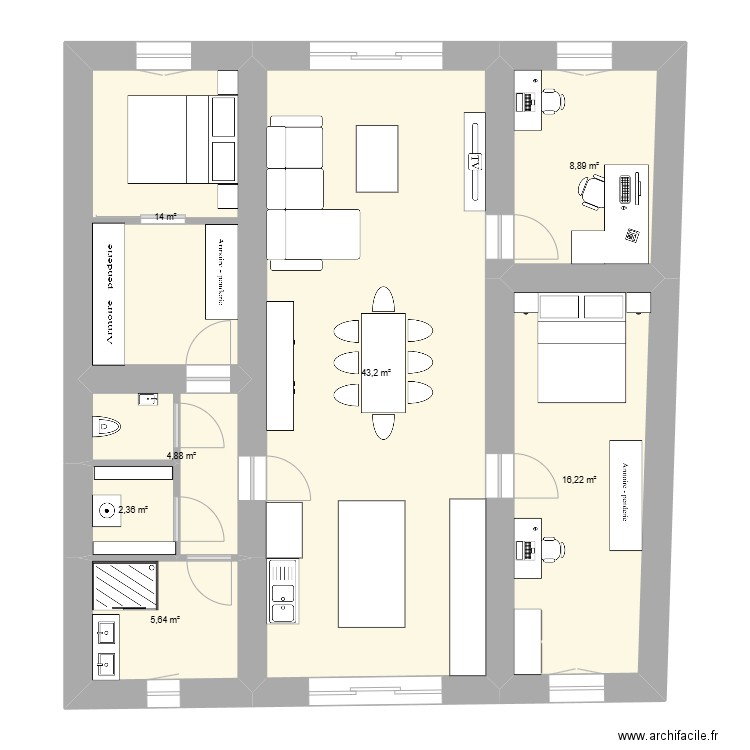 maison. Plan de 7 pièces et 95 m2