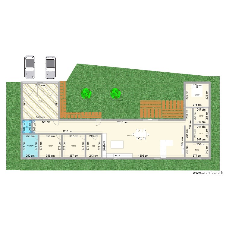 projet maison. Plan de 11 pièces et 222 m2