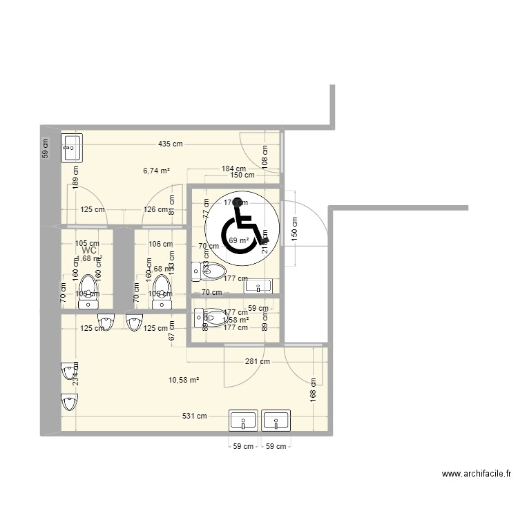 MPT. Plan de 6 pièces et 26 m2