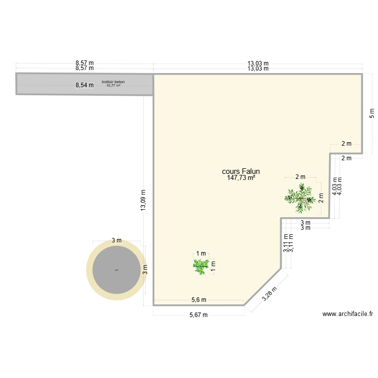 cours falun. Plan de 2 pièces et 159 m2