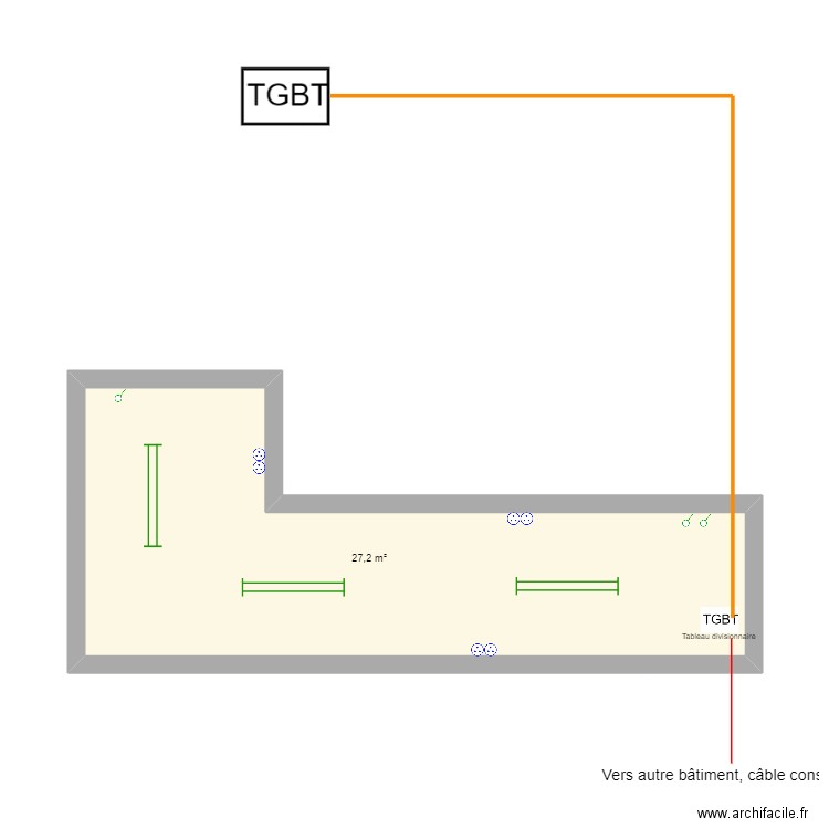 atelier remi. Plan de 1 pièce et 27 m2