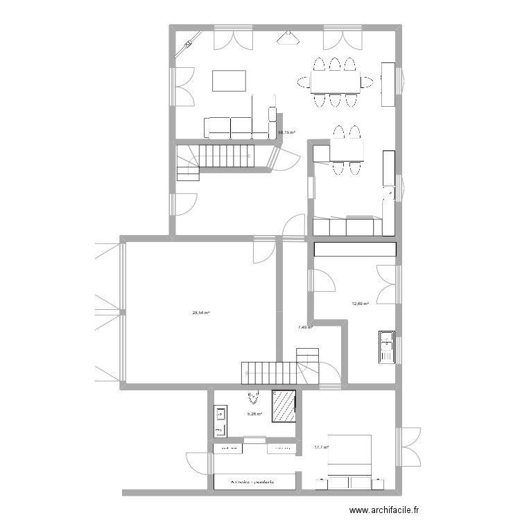 PLAN MAISON . Plan de 6 pièces et 130 m2