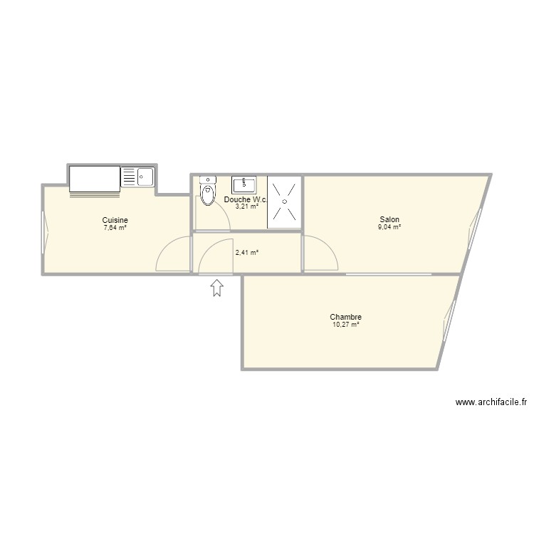 MONDOT. Plan de 5 pièces et 33 m2