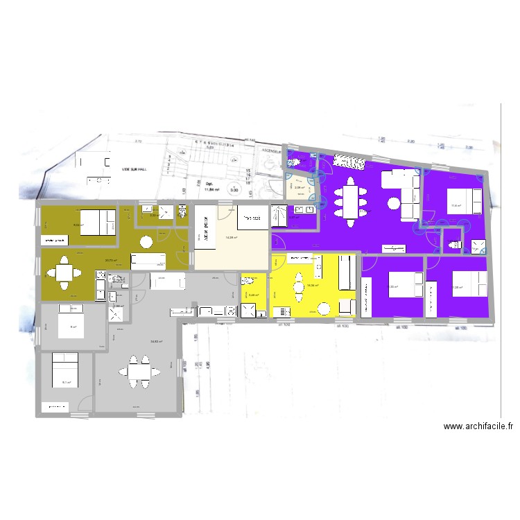 OPHTALMO a2. Plan de 19 pièces et 195 m2