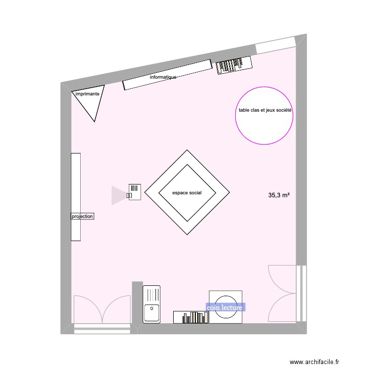 SIJ . Plan de 1 pièce et 35 m2