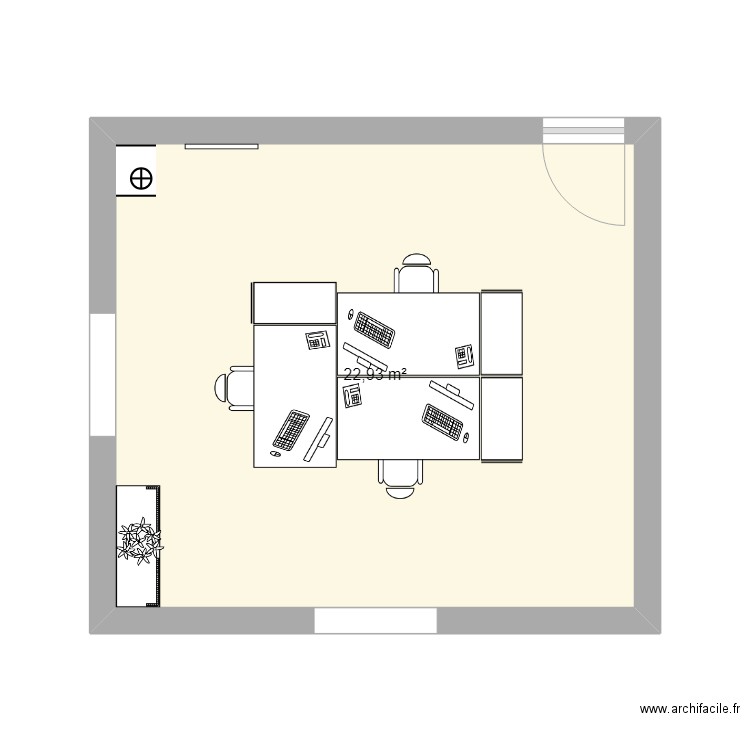 Nouveau bureau BAD. Plan de 1 pièce et 23 m2