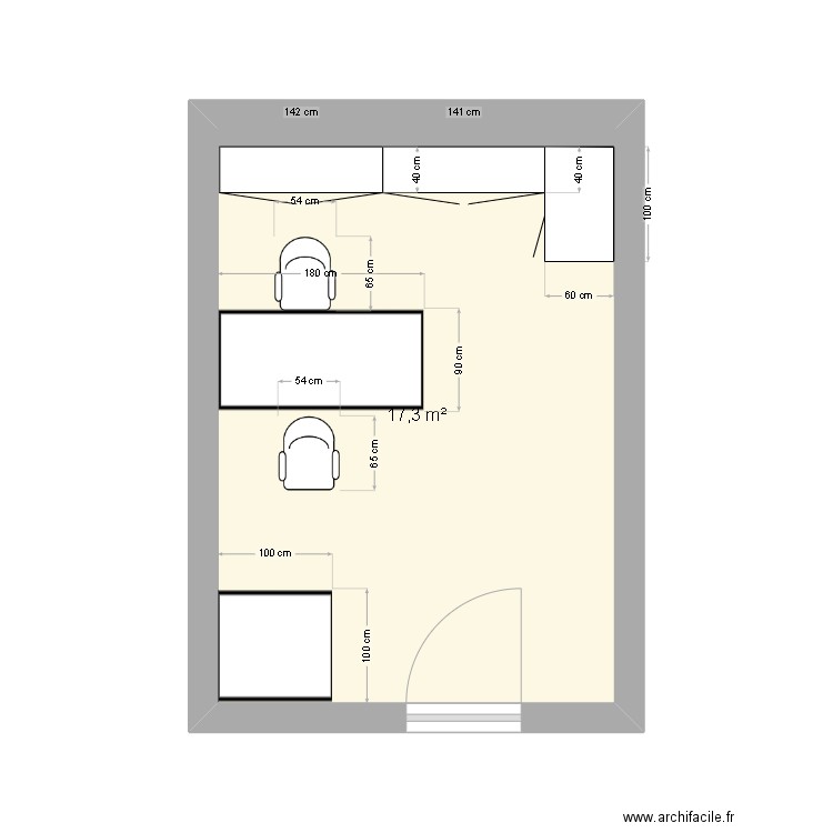 gernez. Plan de 1 pièce et 17 m2