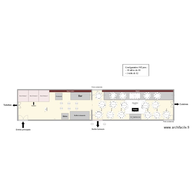 Plan de salle - Mariage final. Plan de 2 pièces et 421 m2