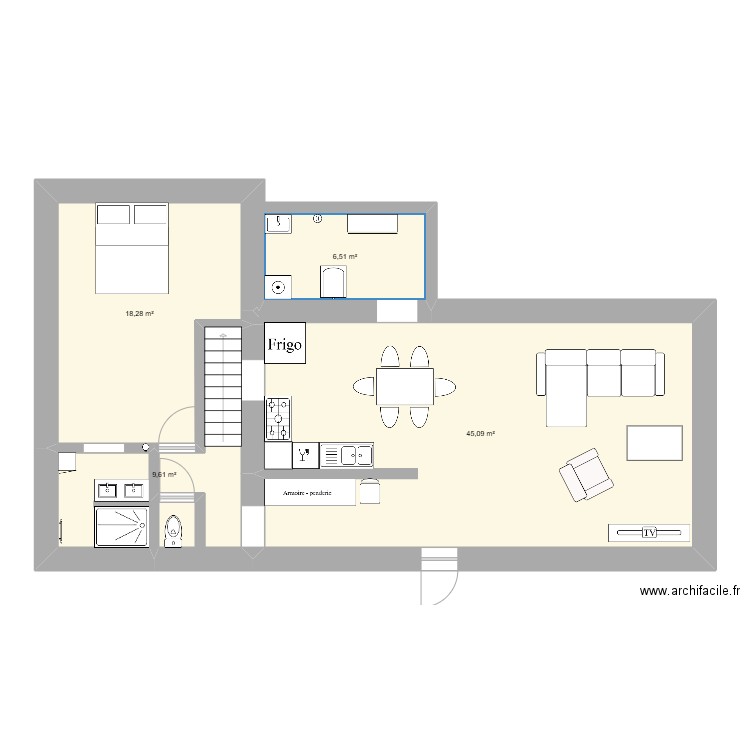 chez paret 2. Plan de 4 pièces et 79 m2