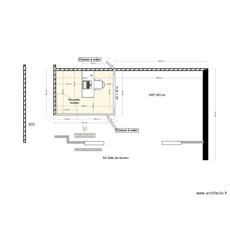 CAP1. Plan de 1 pièce et 4 m2