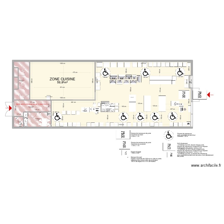 Plan 2D CDC Magasin BELONG Final - Norme Handicapée 1. Plan de 6 pièces et 272 m2