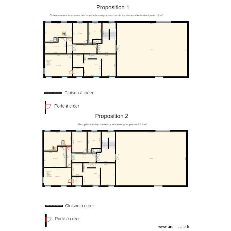 RDC bâtiment 1er étage. Plan de 24 pièces et 805 m2