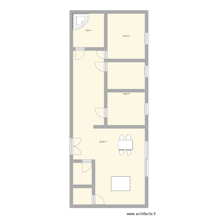 condat. Plan de 4 pièces et 91 m2