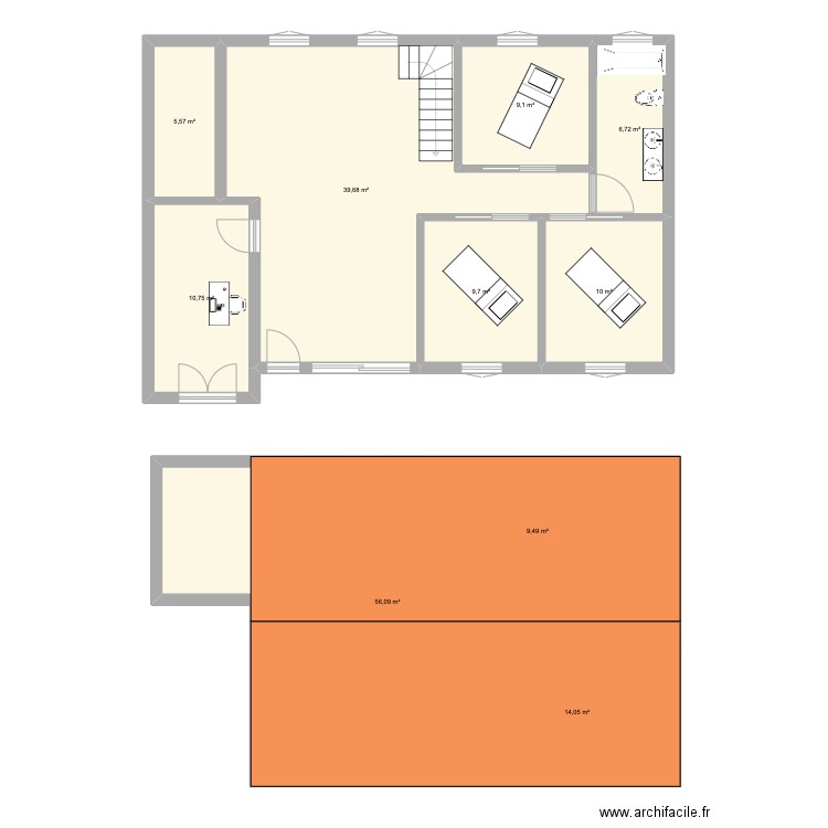 cabinet de kiné. Plan de 10 pièces et 171 m2