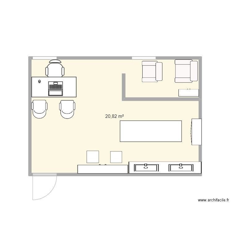 cabinet kiné podo. Plan de 1 pièce et 21 m2